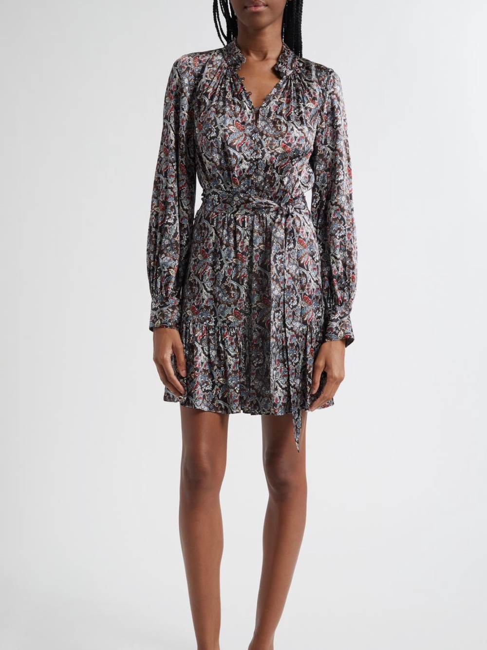 Veronica Beard zoella silk blend long sleeved Multi Paisley Mini dress